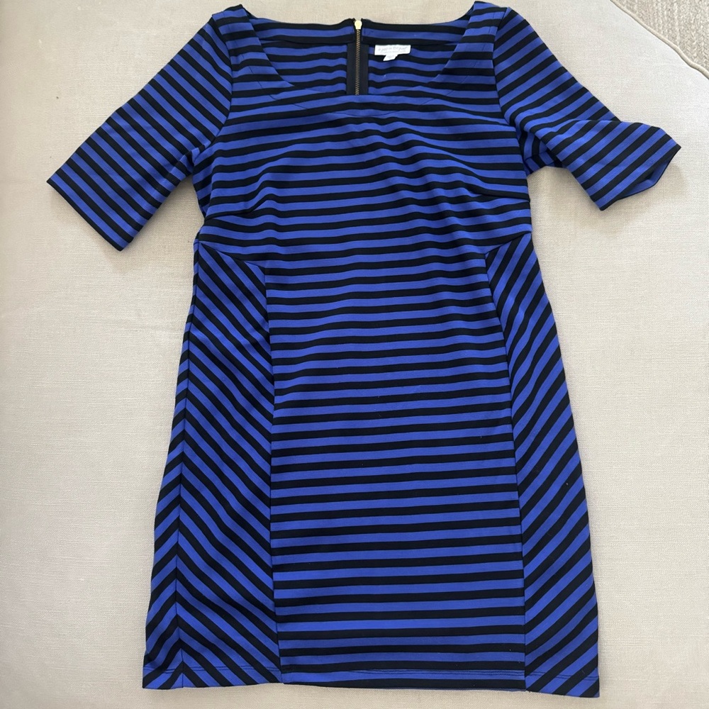 A Pea in the Pod Blue and Black Striped Maternity Dress